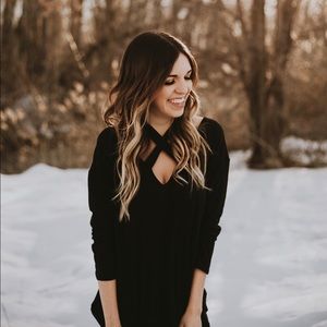 Black criss cross top - ties in back. WORN ONCE